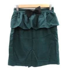 プロポーション ボディドレッシング PROPORTION BODY DRESSING タイトスカート ペプラムスカート ひざ丈 スリット 2way 無地 ウール 3 緑 グリーン /YK1