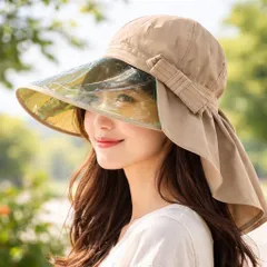 つば広ロング帽子 ワイド UVカット吸水速乾 コジット 頭囲56～58cm対応 モカ