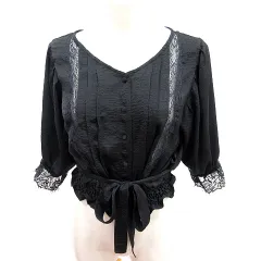 ジュエティ jouetie シャツ ブラウス 五分袖 ウエストマーク M 黒 ブラック /RT