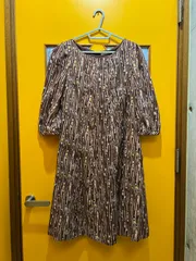 Y【Y4-52】◇ cacharel　34サイズ　ワンピース　茶色　総柄