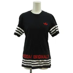 アディダス adidas Tシャツ カットソー 半袖 クルーネック ロゴ プリント 刺繍 S 黒 ブラック /XZ ■ECA003