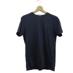 ヒルフィガーデニム HILFIGER DENIM Tシャツ M ネイビー 紺 無地 ラウンドネック 半袖 カットソー ロゴ刺繍 /PP ■ECA003