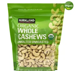 カークランドシグネチャー 有機 無塩 カシューナッツ 1.13kg Kirkland Signature Organic Unsalted Whole Cashews 1.13kg costco　コストコのサムネイル