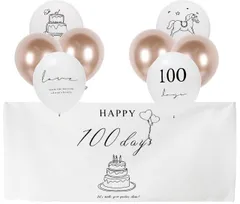 【送料無料】100日記念 飾り付けセット 9点セット happy100days 100日誕生日 風船 バースデー 装飾 (B)