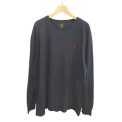 ポロ ラルフローレン POLO RALPH LAUREN Tシャツ カットソー ロンT XL 紺 ネイビー ラウンドネック 長袖 ロゴ刺繍  /MD ■ECB002