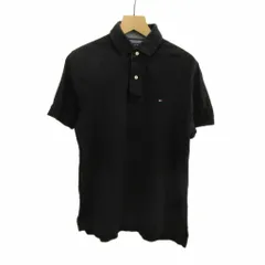 トミーヒルフィガー TOMMY HILFIGER ポロシャツ M 黒 ブラック 無地 襟付き 半袖 /MD ■ECB002