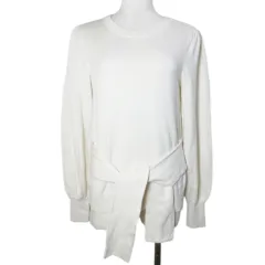 ローレンラルフローレン LAUREN RALPH LAUREN 22AW ニット 長袖 パフスリーブ ウエストリボン コットン レーヨン XS オフホワイト /X