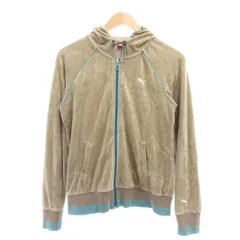 プーマ PUMA パーカー フーディー L ベージュ ベロア 長袖 ジップアップ /NU ■GY58