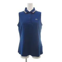 ラコステ LACOSTE スポーツ ポロシャツ 36 青 ブルー ノースリーブ 襟ストライプ ワンポイント /NU ■GY58