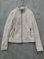 Desigual デシグアル 22swew30 ミドルネック スリム バイカー ライダース ジャケット sizeS/白 ■■ レディース