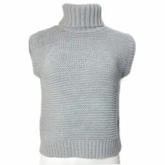 スタニングルアー STUNNING LURE 美品 ノースリーブニット 15A111-007 セーター プルオーバー タートルネック ローゲージ 厚手 S グレー /X