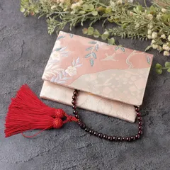 帯リメイク　数珠入れ　数珠ケース　念珠入れ　一点物　 和風　和柄　銀　ピンク　 J-15-103  ハンドメイド