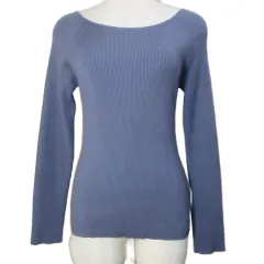 マイストラーダ Mystrada 19AW ボートネックニット 39358031 プルオーバー 長袖 リブ 薄手 38 M相当 ブルー系 /X