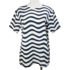 ユニクロ UNIQLO マリメッコ marimekko 美品 24SS グラフィック Tシャツ カットソー 241-468611 ボーダー 半袖 クルーネック M ネイビー ホワイト /X