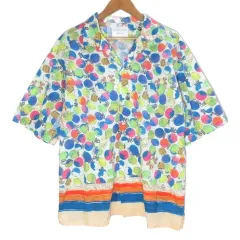 ニコアンド Niko and.. ×ツモリチサト 美品 シャツ 地球 総柄 半袖 オーバーサイズ オープンカラー L マルチカラー /X