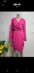 ホットピンク ラップ スタイル ロング スリーブ ワンピース