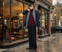 DAKS ダックス ネイビー CHECK ウール カシミア ブレーザー 100サイズ