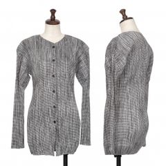 極美品✨PLEATS PLEASE プリーツ　ノーカラー　カーディガン　グレー 極美品✨PLEATS PLEASE プリーツプリーズ カーディガン ノーカラー