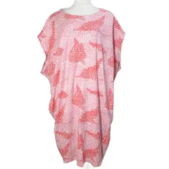 マーブルシュッド marble SUD 美品 フィッシュ柄 コクーンワンピース ひざ丈 半袖 ピンク系 /X