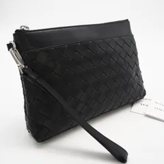★3日以内返品可★ 美品 BOTTEGAVENETA ボッテガヴェネタ イントレチャート プリズムポーチ アルドアーズ 795712 クラッチバッグ ブラック カーフレザー メンズのサムネイル