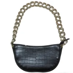 ザラ ZARA チェーンショルダーバッグ ミニ 型押し 鞄 黒 ブラック /X