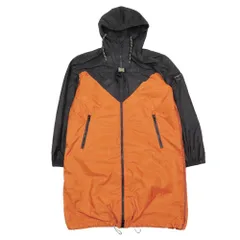 美品 21AW PRADA プラダ RE-NYLON トライアングルロゴ リナイロン バイカラー フーデッド コート ロング ジャケット XS オレンジ 黒 メンズ 古着 中古 USEDのサムネイル