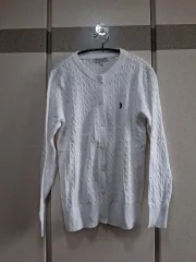 U S POLO ASSN ケーブル ニット カーディガン S 白
