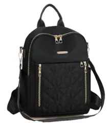 [TaKiHuReO] リュック レディース 3way 軽量 小さめ 軽い 撥水 バック 大容量 防水 女の子 おしゃれ かわいい 通勤 通学 旅行 ナイロン リュックサック 小型 リック シンプル バッグ 肩掛け ミニリュック デイバック お洒 [ブラック]