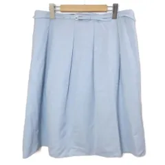 ナチュラルビューティー NATURAL BEAUTY 美品 大きいサイズ 19SS スカート タックフレア ひざ丈 ベルト付き 19 5L相当 ライトブルー