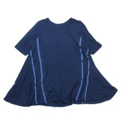 良品 TOKUKO 1er VOL 株式會社 トクコプルミエヴォル 短袖 寬鬆上衣 圓領 側邊線條 喇叭形 剪裁上衣 9 寶藍色 女款 中古 服飾