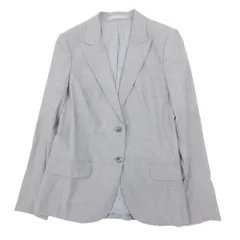 新品同様 theory luxe セオリーリュクス テーラードジャケット ブレザー シングル 2釦 ピークドラペル 総裏 40 ライトグレー レディース 古着 中古 USED