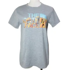 ザノースフェイス THE NORTH FACE 美品 ロゴプリント Tシャツ カットソー NTW3902Z 半袖 アウトドアウェア M グレー /X