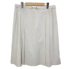 ナチュラルビューティー NATURAL BEAUTY 美品 大きいサイズ 19SS スカート タックフレア ひざ丈 ベルト付き 19 5L相当 アイボリー /X