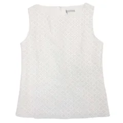 美品 Theory luxe セオリーリュクス フラワーカットレース ブラウス トップス カットソー ノースリーブ 40 アイボリー レディース 古着 中古 USED