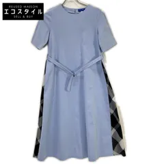 BLUE LABEL CRESTBRIDGE ブルーレーベルクレストブリッジ 24年製 ﾗｲﾄﾌﾞﾙｰ ｺｯﾄﾝ混 ｸﾚｽﾄﾌﾞﾘｯｼﾞﾁｪｯｸ ｺﾝﾊﾟｸﾄﾗｲﾄﾎﾟﾝﾁﾄﾞﾚｽ 36