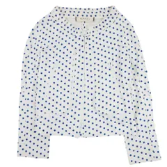 良品 10ss MARNI マルニ ドット ノーカラー ジップ ジャケット ブルゾン アウター 薄手 38 オフ白 オフホワイト×ブルー レディース 古着 中古 USEDのサムネイル