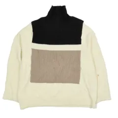 良品 22AW CULLNI クルニ Turtleneck Vest Layered Knit タートルネック ベストレイヤード ニット セーター ベージュ ブラック 2 メンズ レディース 古着 中古 USED
