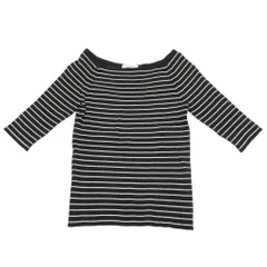 美品 BEAUTY&YOUTH UNITED ARROWS ビューティアンドユースユナイテッドアローズ 五分袖 ボーダー リブニット カットソー 黒 レディース 古着 中古 USED