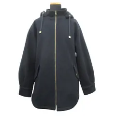 良品 Dessin デッサン ジャージメルトンフーデッド ブルゾン ジャケット コート F58-47060 サイズM 紺 ネイビー レディース 古着 中古 USEDのサムネイル