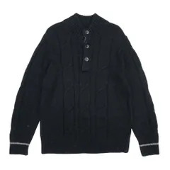 良品 JOSEPH ABBOUD ジョセフアブード アルパカブレンド ケーブル編 ヘンリーネック ニット プルオーバー セーター L 黒 ブラック メンズ 古着 中古 USEDのサムネイル