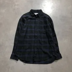 GQ5099◇EEL : 陶器釦のシャツ◇M◇ネイビー/グリーン系 チェック柄 コットンフランネルシャツ イールのサムネイル