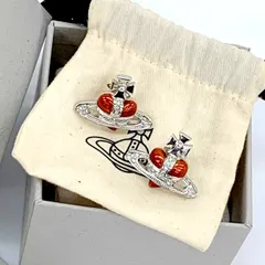 VivienneWestwood ヴィヴィアン ウエストウッド ピアス 両耳用 ディアマンテ ハート レディース シルバー レッド アクセサリー DF18486■