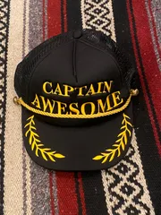 古着 帽子 メッシュキャップ CAPTAIN AWESOME 黒 金 スナップバック