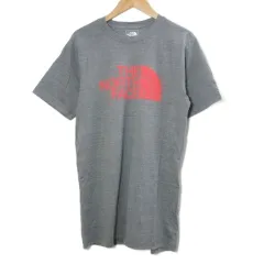 ザノースフェイス THE NORTH FACE タグ付き Tシャツ カットソー ハーフドームロゴ プリント 半袖 アウトドアウェア スリムフィット クルーネック S グレー レッド /X