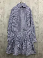 POLO RALPH LAUREN ポロ ラルフローレン ロゴ刺繍 ストライプ シャツ ワンピース size6/165/92A/青×白 ■■◎レディース