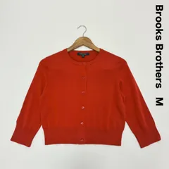 Brooks Brothers ブルックスブラザーズ☆クルーネックハイゲージカーディガン M オレンジ ショート丈 ミニマルのサムネイル
