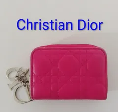 AQX30 クリスチャンディオール カナージュ アコーディオンカードケース コインケース シルバー金具 DIORチャーム付き