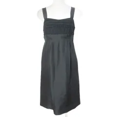 ダイアンフォンファステンバーグ DIANE von FURSTENBERG タグ付き シルクワンピース ジャンパースカート ひざ丈 ノースリーブ ピンタック 2 M相当 黒 ブラック /X