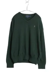 【お得なクーポン配布中!】 ポロ ラルフローレン ニット セーター メンズ L 古着 長袖ニット 高級 100% ピマ コットン ワンポイント Vネック ハイゲージ 薄手 きれいめ