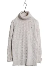 【お得なクーポン配布中!】 ラルフローレン タートルネック コットン ケーブル ニット セーター レディース S / 古着 ポロ スポーツ 長袖ニット ワンピース ハイネック
